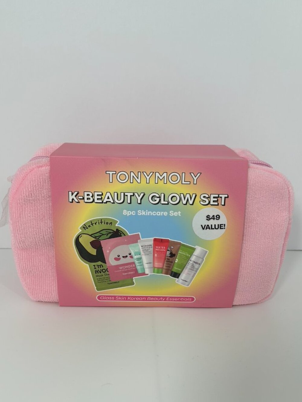 TONYMOLY K-Beauty Glow Set 8pc Skincare Gift Set Pink Bag NWT Korean Beauty